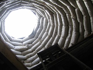 Skylight inside earth bag house
